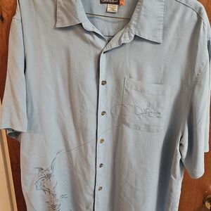 XXL Quiksilver Blue Casual Button Down Shirt